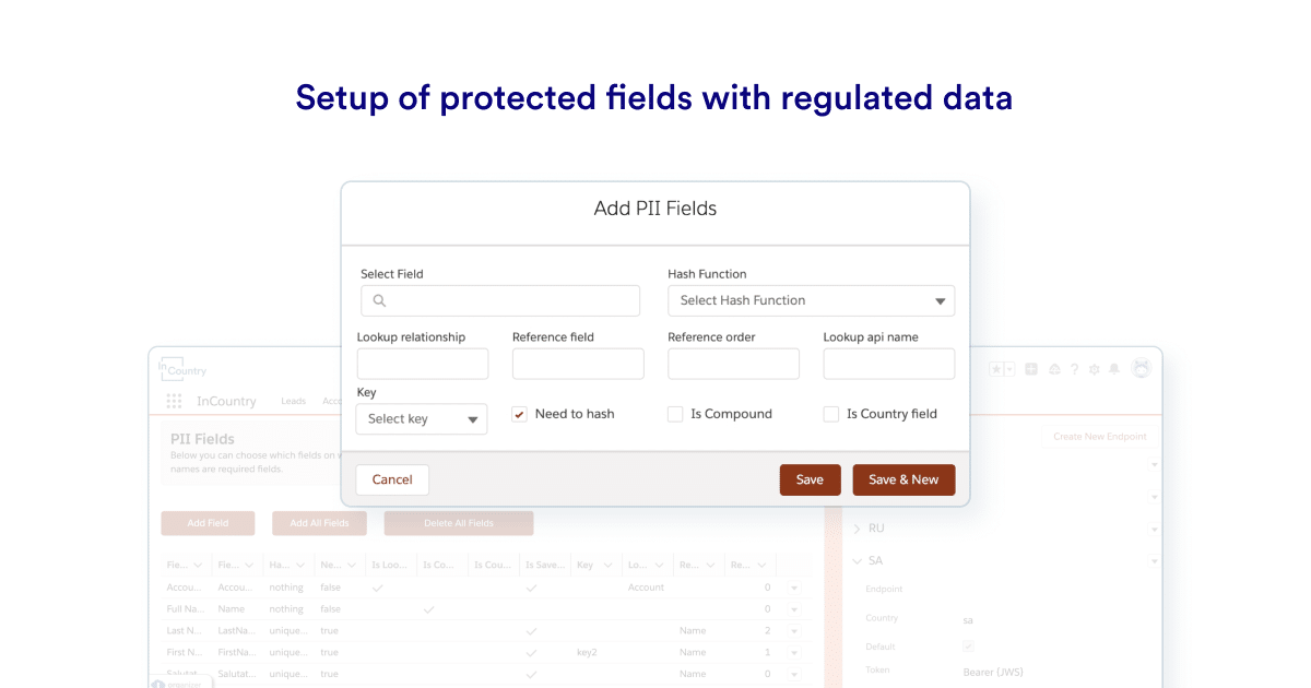 Confguration of protected fields in InCountry Data Residency for Salesforce